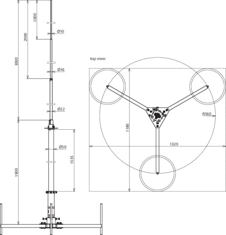 Dehn Air-term. mast 50 f. HVI light Cond. KIT w. tripod L 4900mm ...