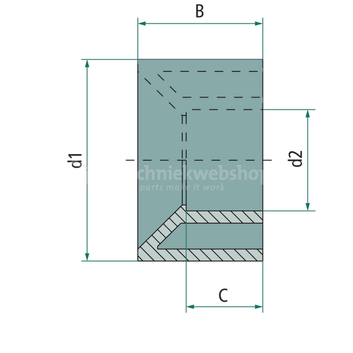 Granit Reduceerbus - 40504050468 | D1: 90 mm | D2: 50 mm | B: 51 mm ...