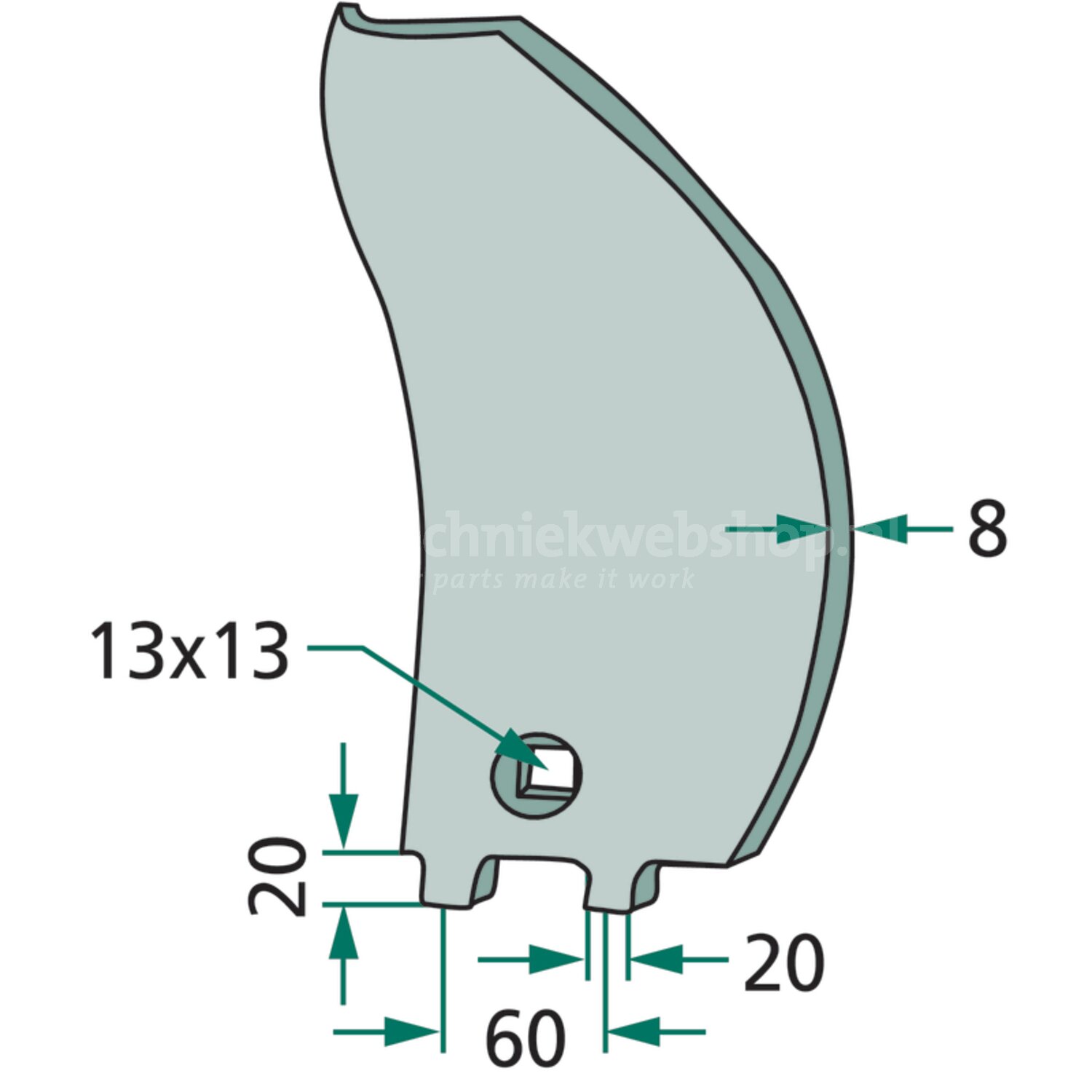Granit Rister, rand rechts - 56032 013356 | Passende bouten: M12 DIN ...