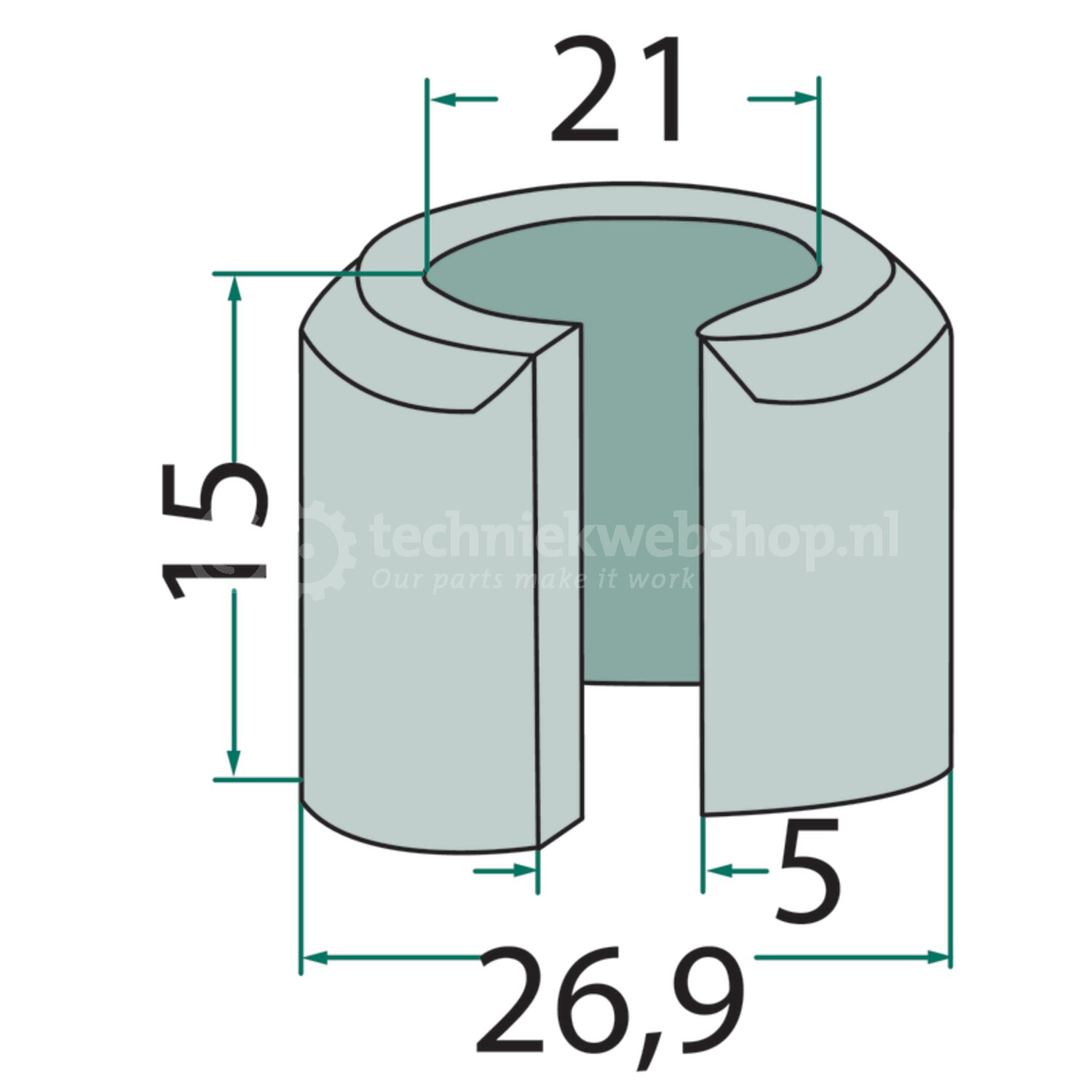 Granit Klembus 21 x 26,9 x 15 mm - 18063-PER-65 - Techniekwebshop.nl