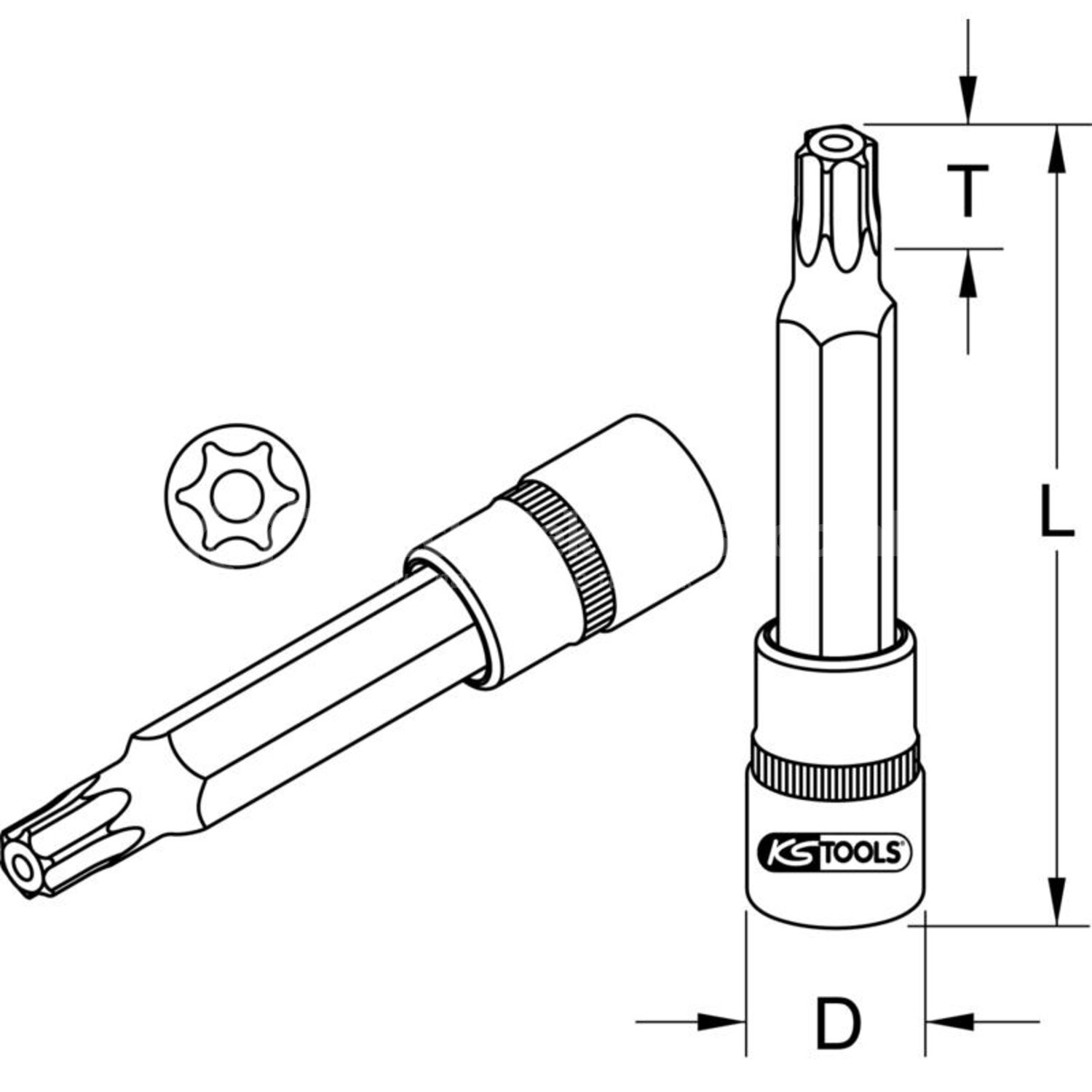 KS Tools Torx Bit TX – 5/16 Zoll, 30 Mm Länge, Für Hand- Und Schlagschrauber, TB55