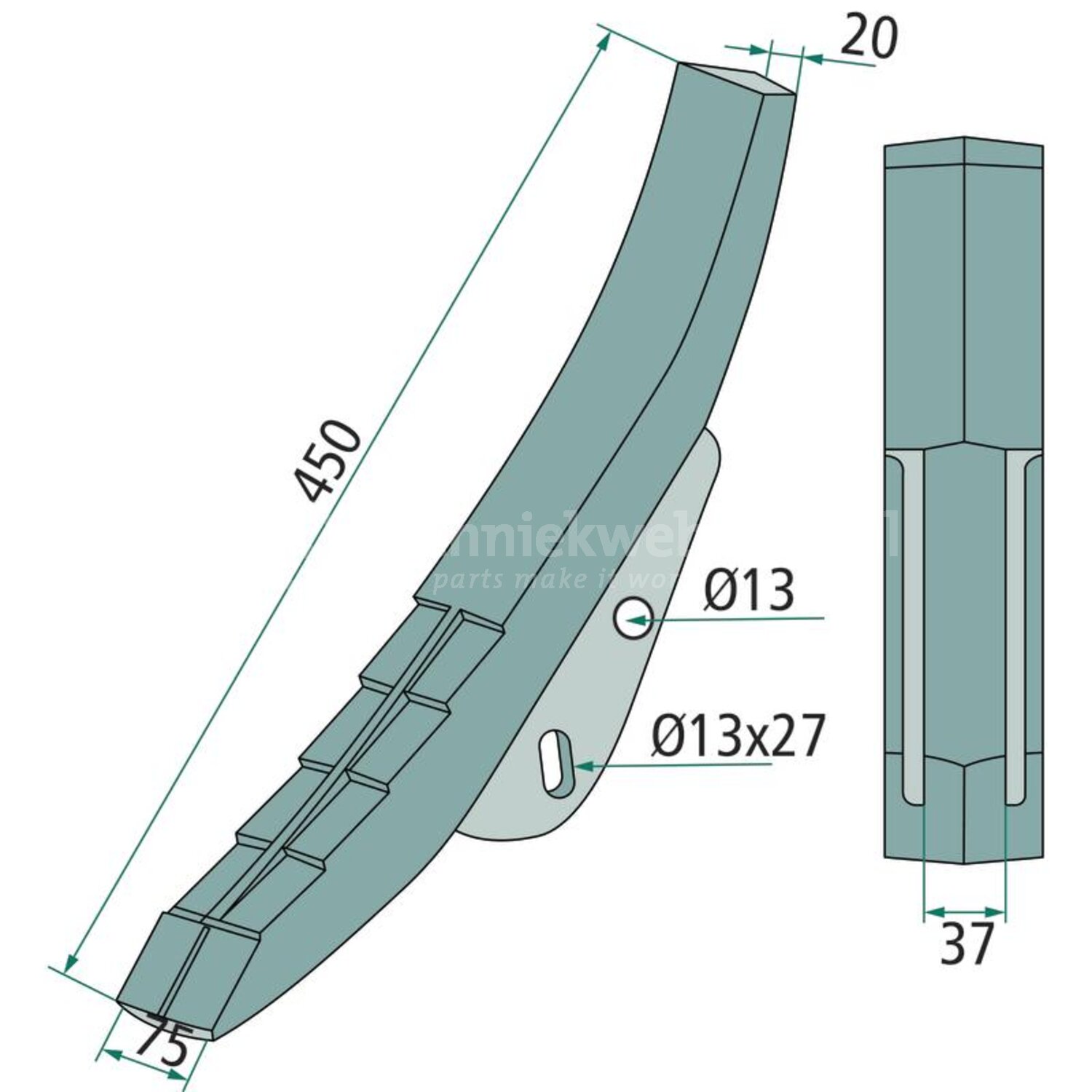 Granit Heavy Duty Schaarpunt met hardgesoldeerde hardmetalen slijtplaat ...