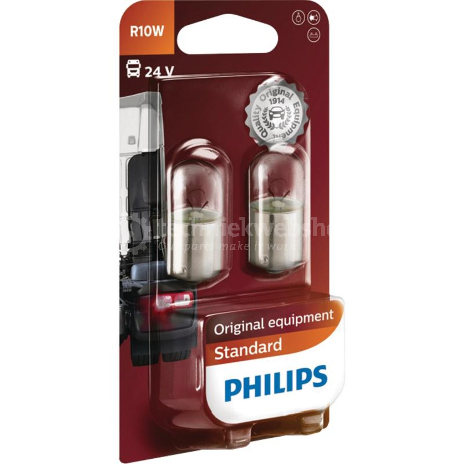 Philips Kogellamp R10W, Gloeilamp, achterlicht, Gloeilamp, inhoud: 2 ...