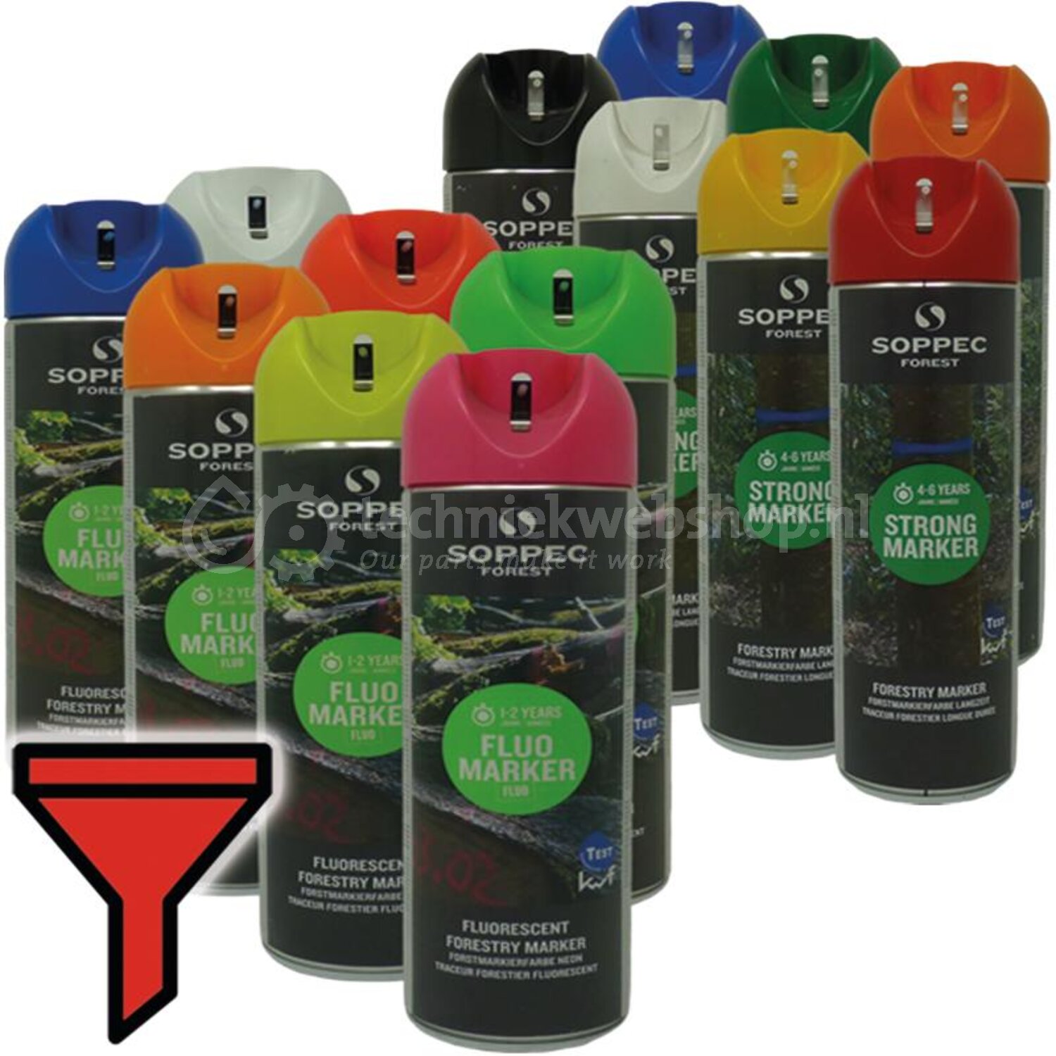 Krijtspray Set Van 24 Bussen – 6 Kleuren, Wateroplosbaar, Voor Tijdelijk Markeren Op Asfalt, Hout, Gras En Meer