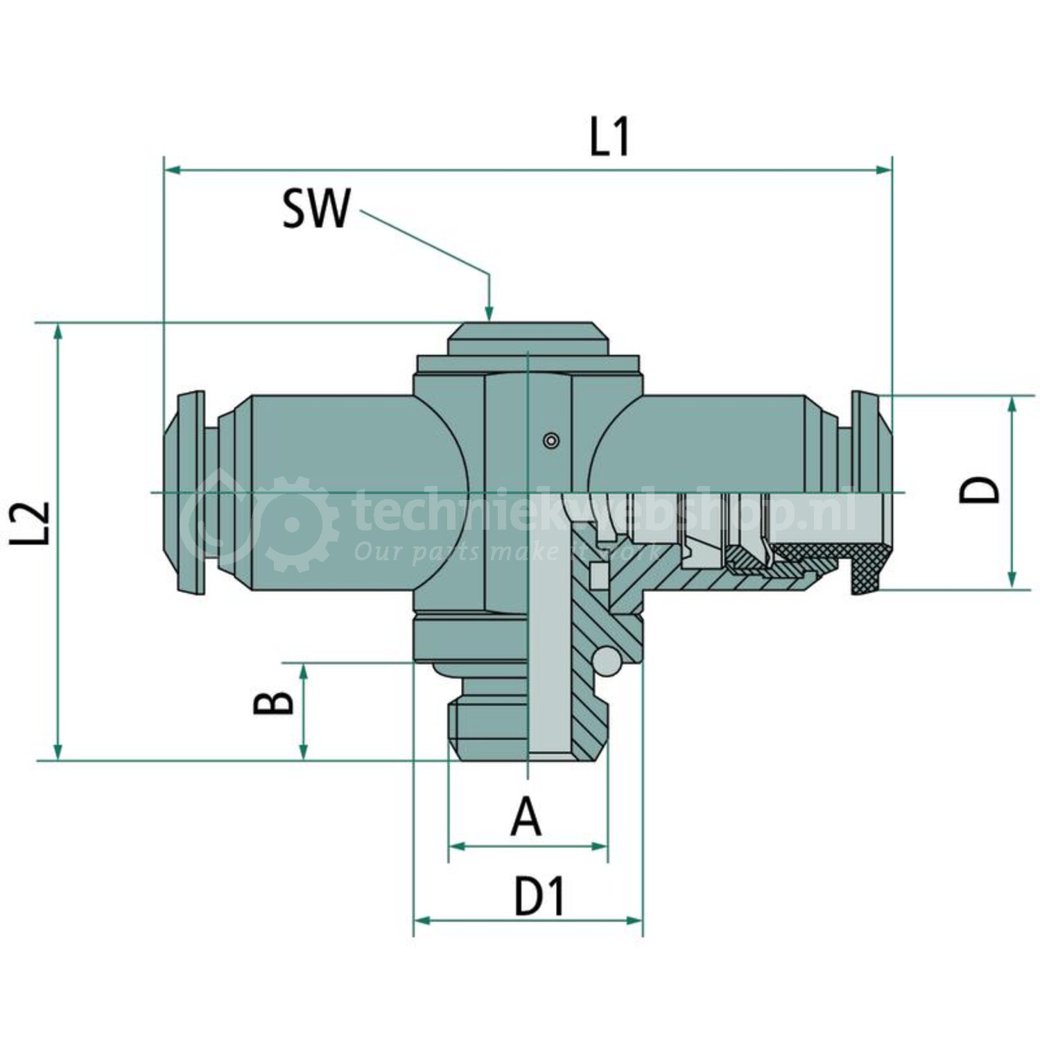 Granit BK-TSH-8-1/8-MSv T-zwenkschroefkoppeling - 60603670126 | D1: 14 ...