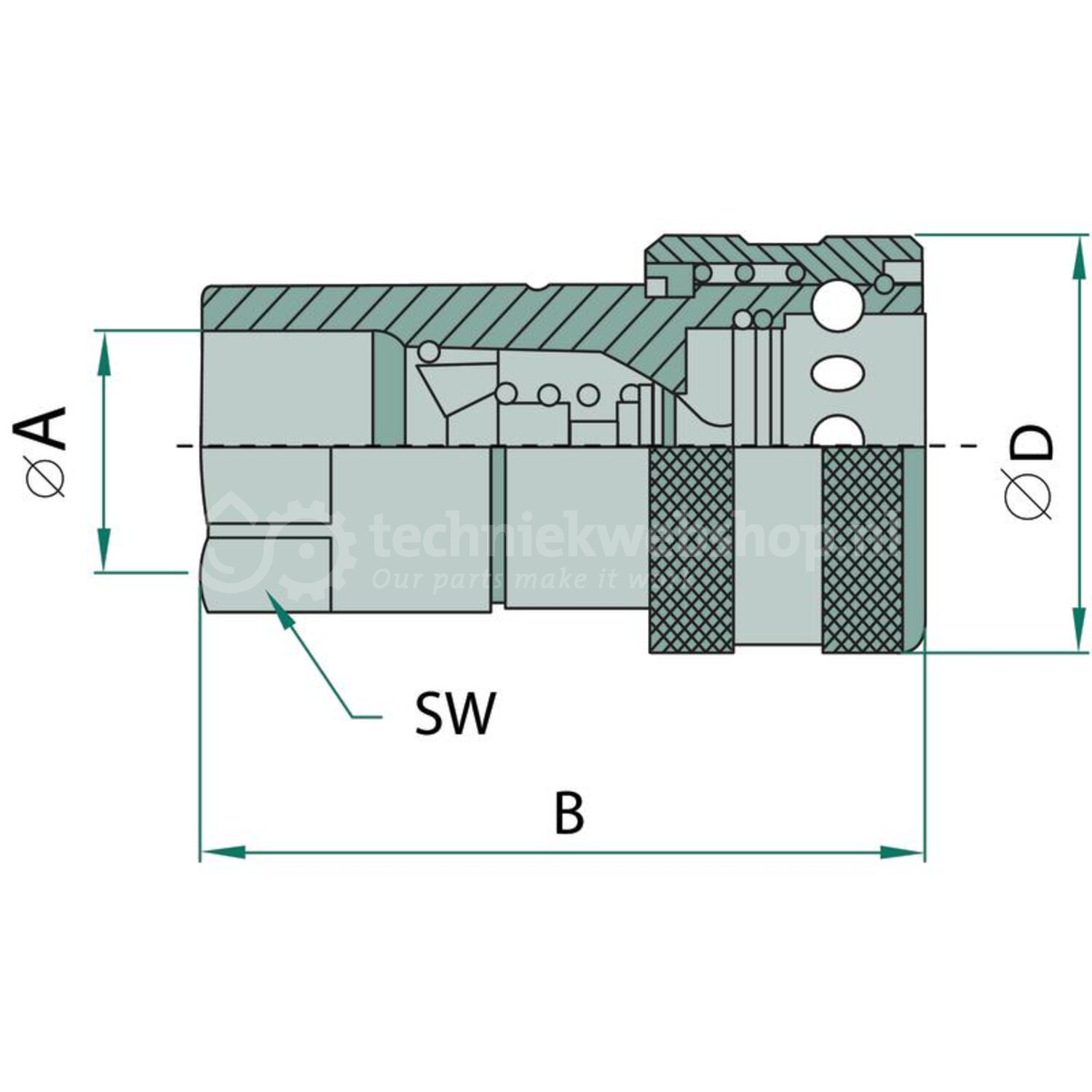 NV 12 GAS F Snelkoppeling female FASTER - 86001003 | NW: DN 12 ...