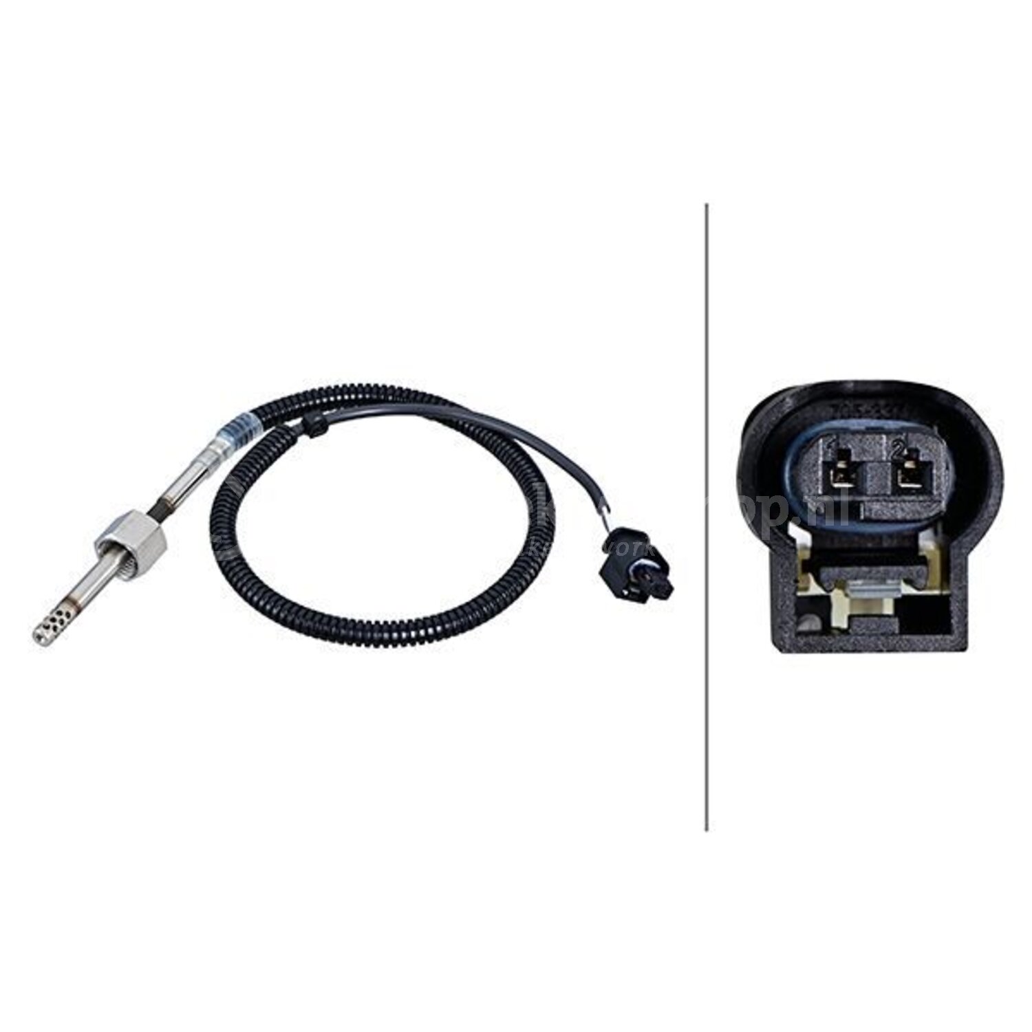 Capteur Température Gaz D'échappement HELLA - 2 Pôles, Câble 345mm, Pour VW Polo, Audi A1, Skoda Fabia