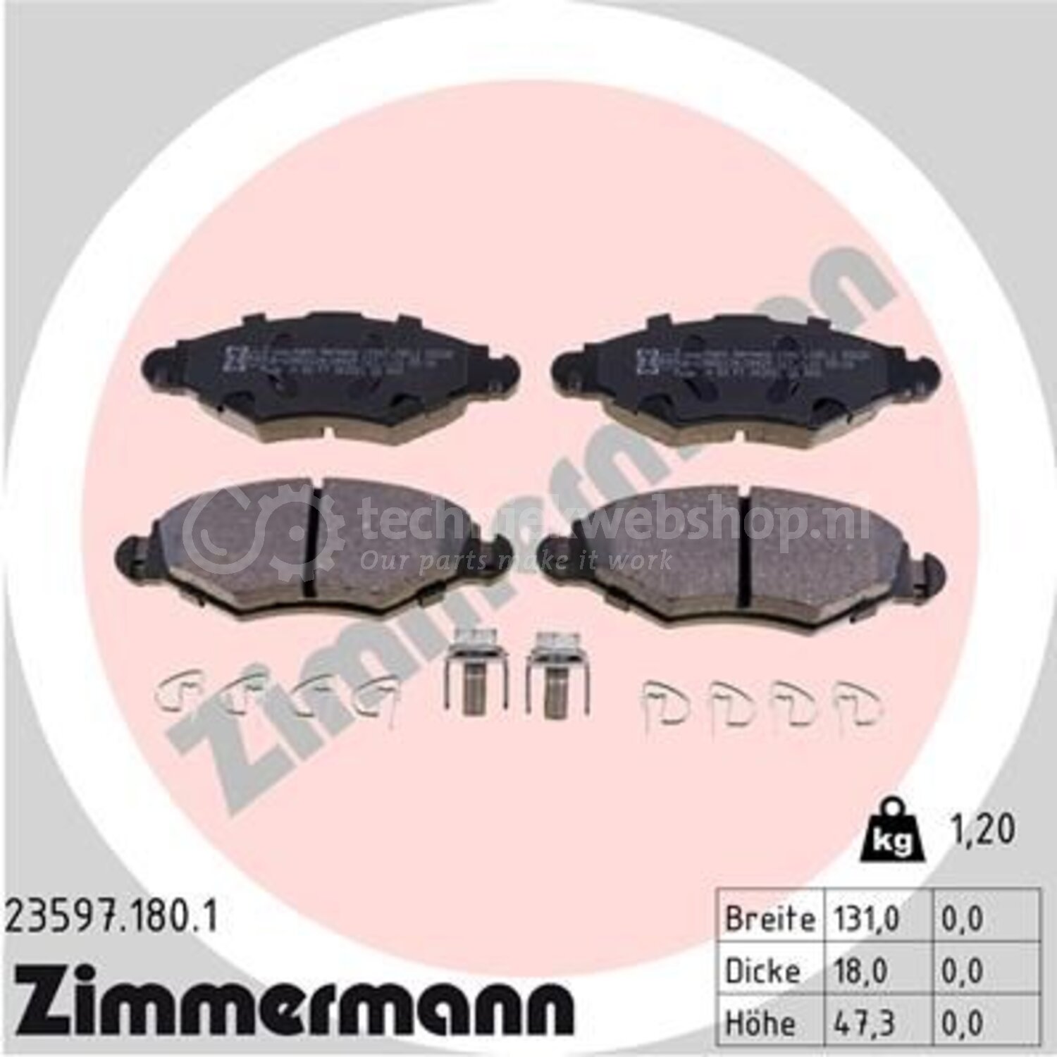 ZIMMERMANN Remblokkenset, schijfrem voor o.a. Peugeot, Citroën/Peugeot ...