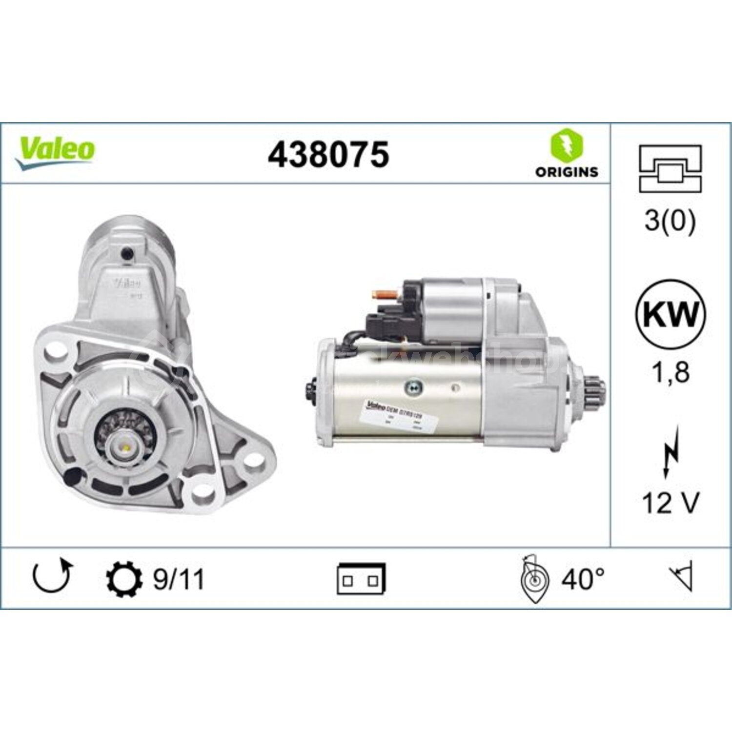 VALEO Startmotor / Starter voor o.a. Vw, Seat, Audi, Skoda, Ford ...