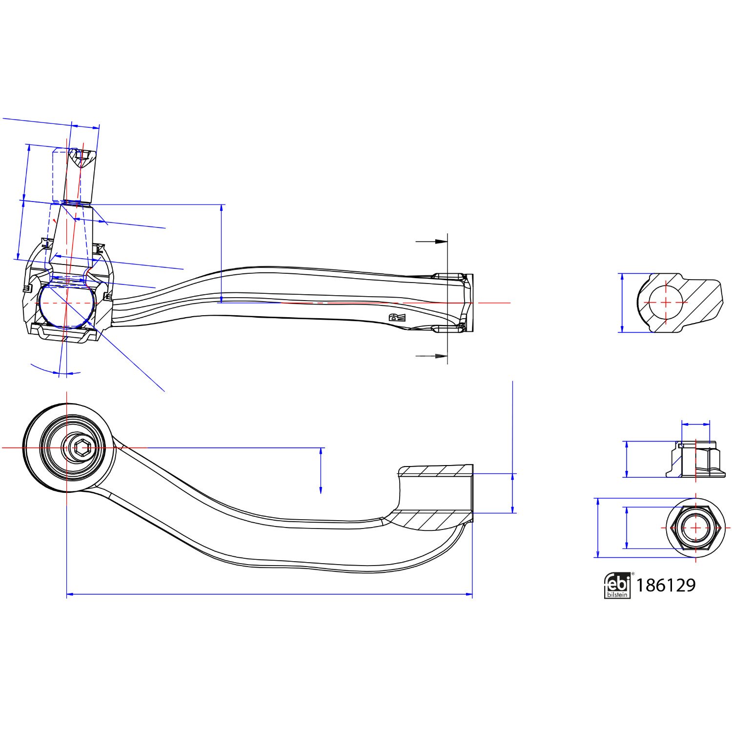 FEBI BILSTEIN Spoorstangeind voor o.a. Vw, Man - 186129, 4054224861295 ...