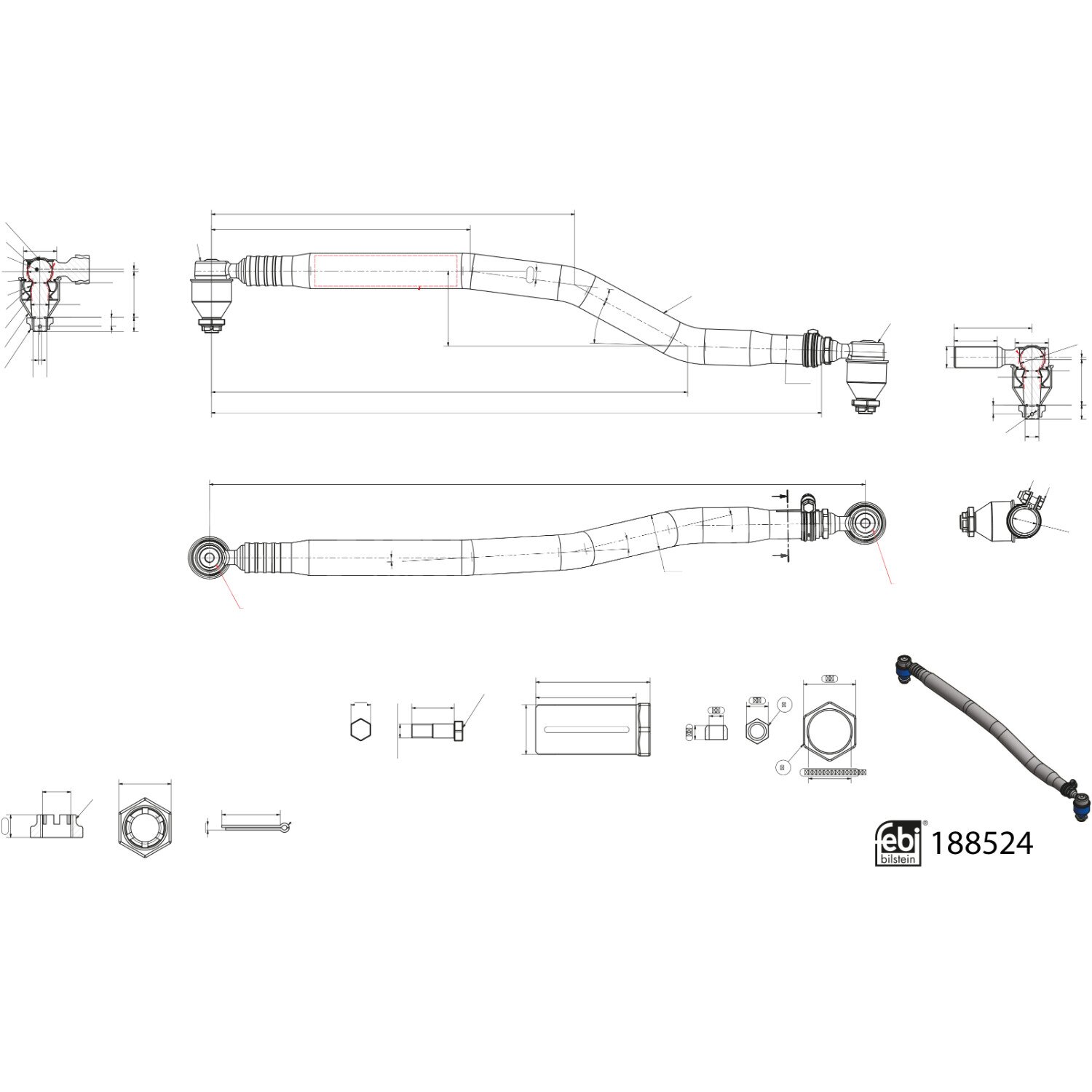 FEBI BILSTEIN Stuurstang voor o.a. Volvo - 188524, 4054224885246 ...