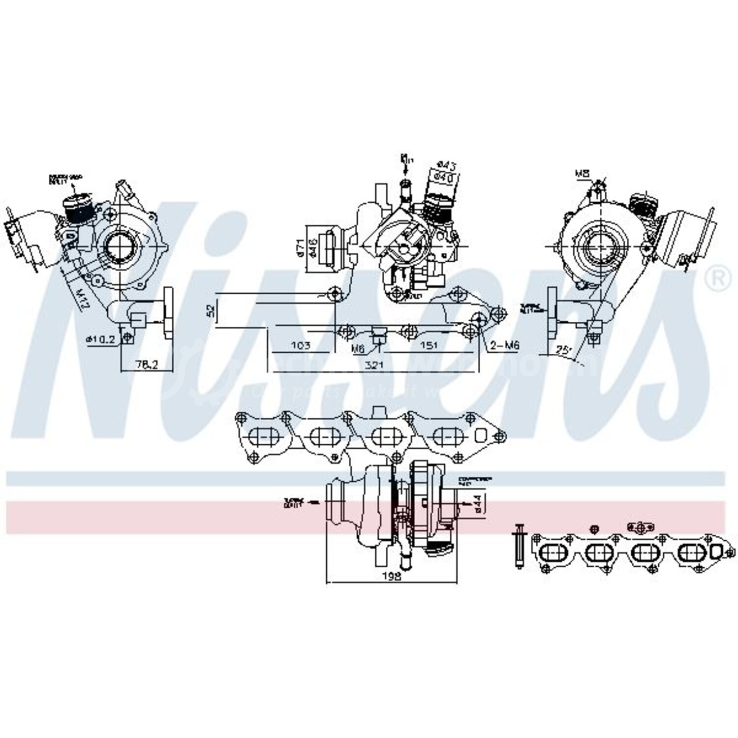 NISSENS Turbocharger voor o.a. Peugeot, Citroën, Opel, Fiat, Vauxhall ...