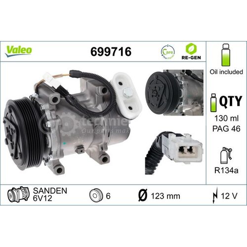 VALEO Compressor, airconditioning voor o.a. Citroën, Peugeot - 699716 ...