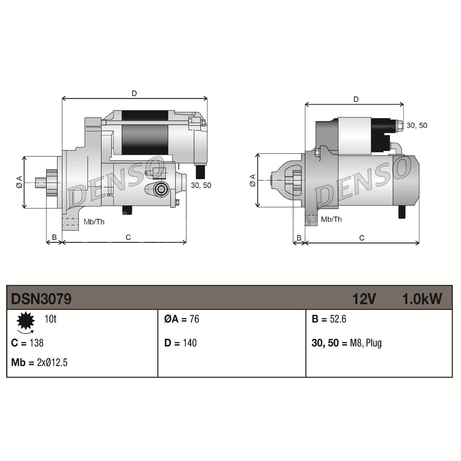 Denso Startmotor / Starter voor o.a. Vw, Skoda, Seat, Audi - DSN3079 ...