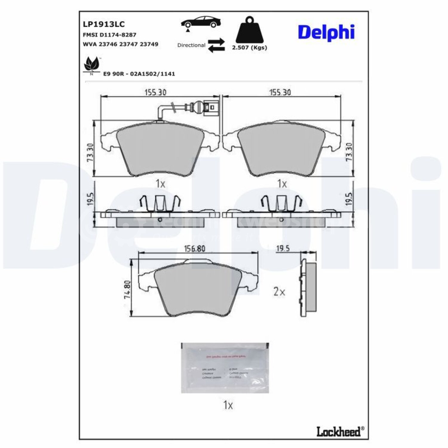 DELPHI Remblokkenset, schijfrem voor o.a. Vw - LP1913LC, 5012759633670 ...