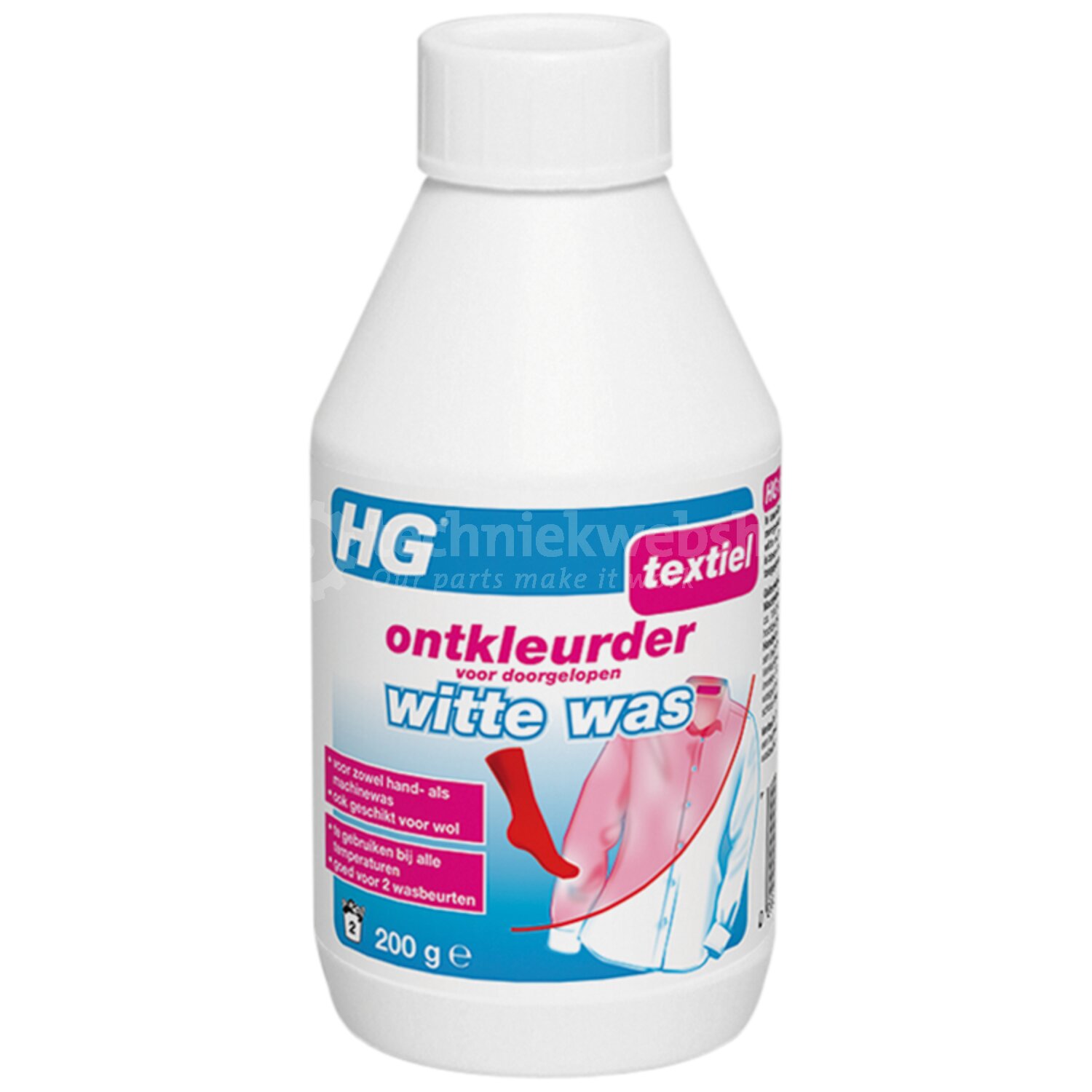 HG ontkleurder doorgelopen witte was 200 gr, herstelt verkleuring ...