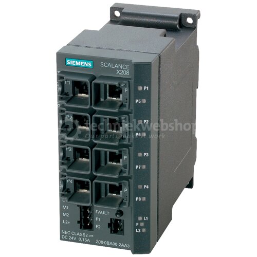 Siemens Industry SCALANCE X208, managed Layer 2 switch, 8x RJ45 ...