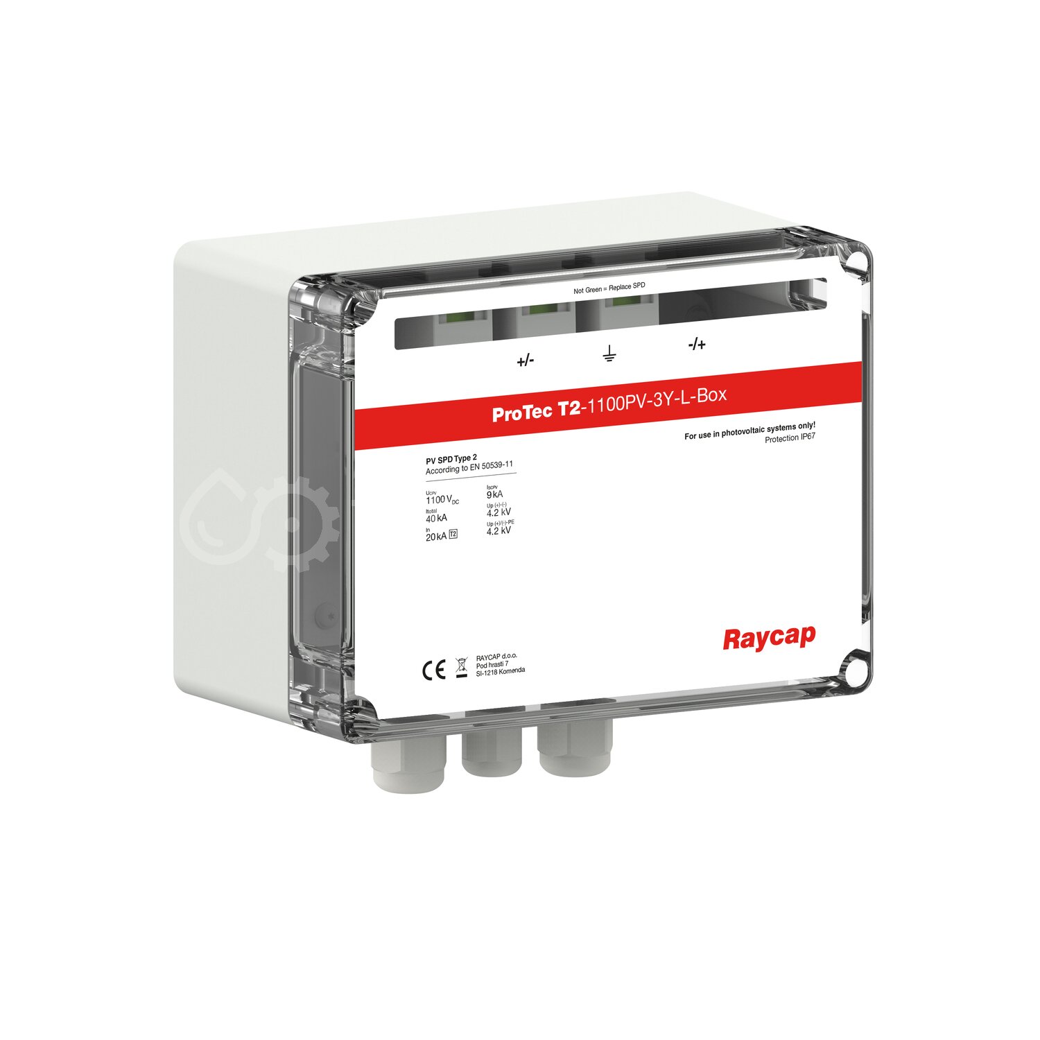 Raycap Protec DC - ProTec T2-1100PV-5Y-L-Box / 1 String PV Box 1100V ...