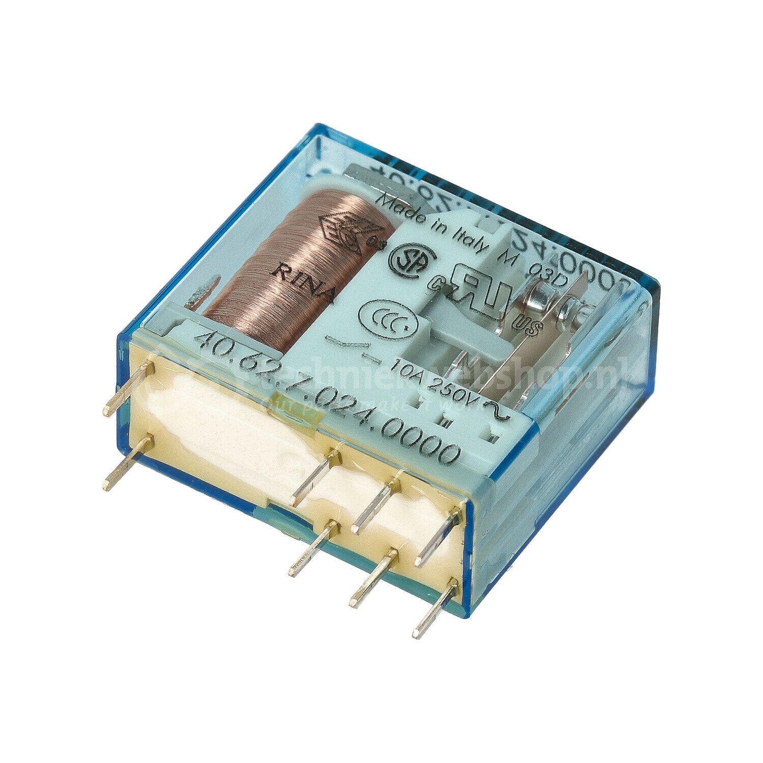 Finder Relais 34.51.7.024.4010 – 1 Wechsler, 6A/250V, 24V DC, AgSnO2, Schmal Für Steck-/Printmontage