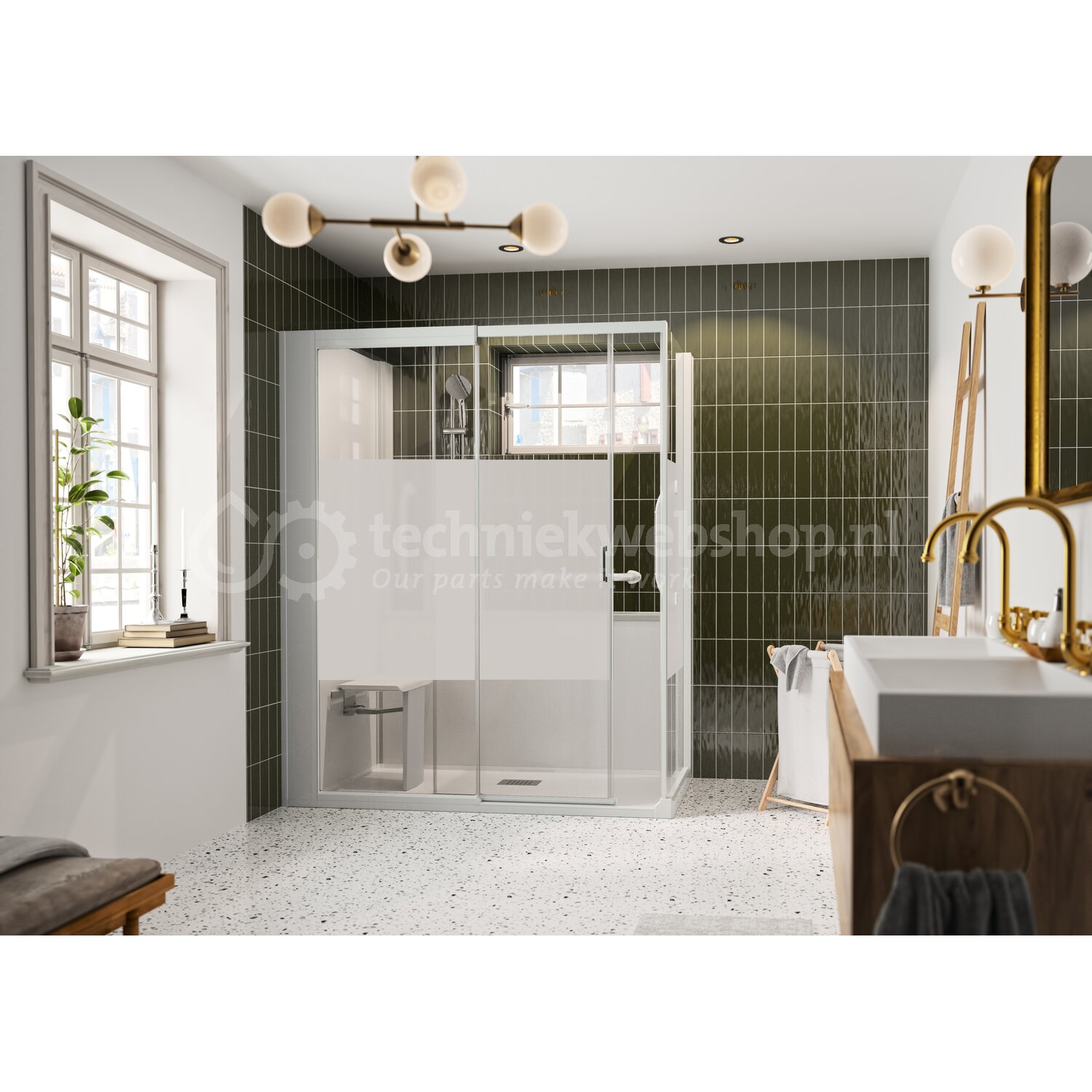 SFA Benelux Kinemagic - Serenite+ / 140X80 HOEK SCHUIFDEUR MIX MATGLAS ...
