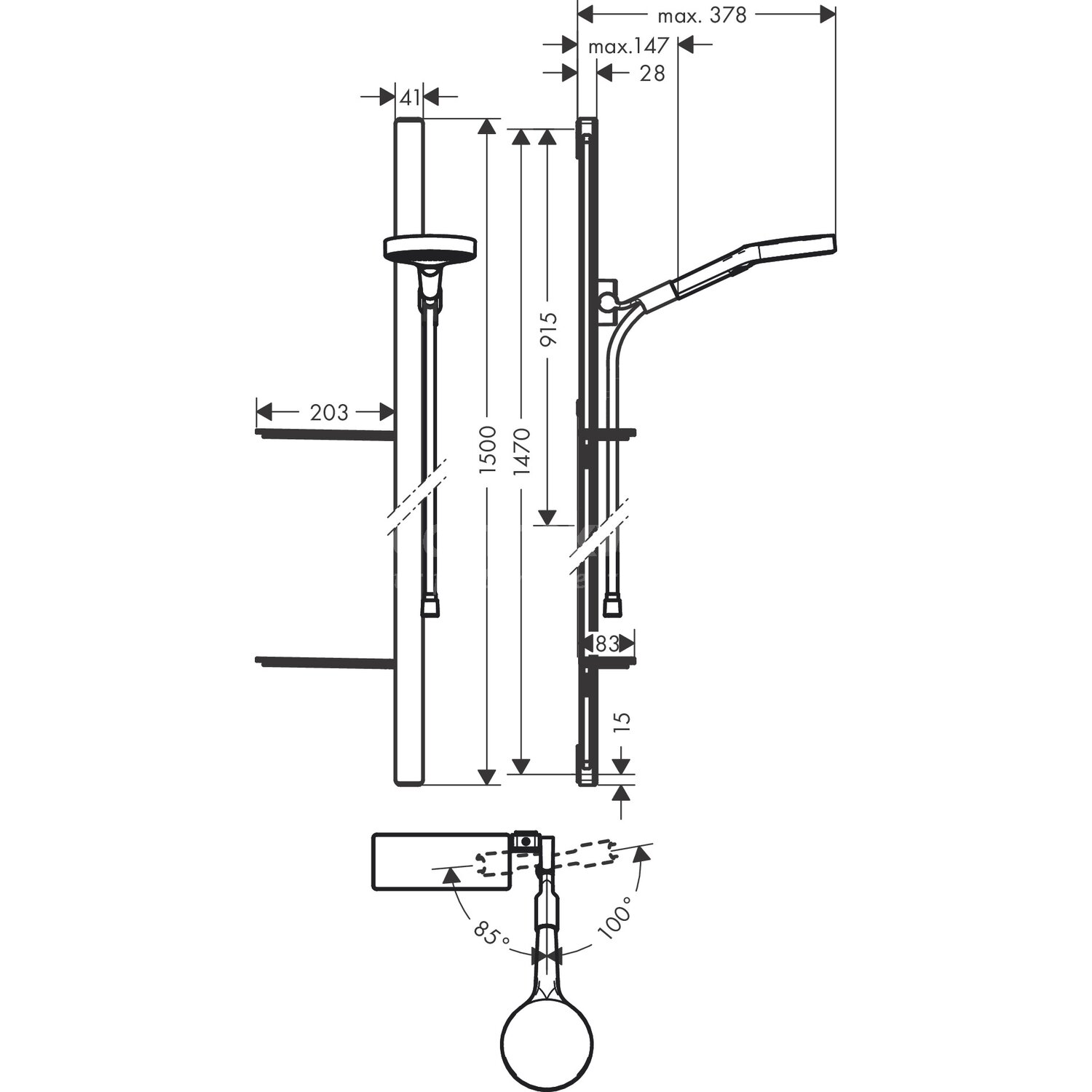 Hansgrohe Rainfinity - 27673XXX / HG dset PowderRain 130 3j 150cm zpsch ...