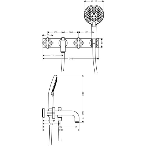 Hansgrohe AXOR Citterio - 39441XXX / AX Citterio 3-gats bmk wand kr-gr ...