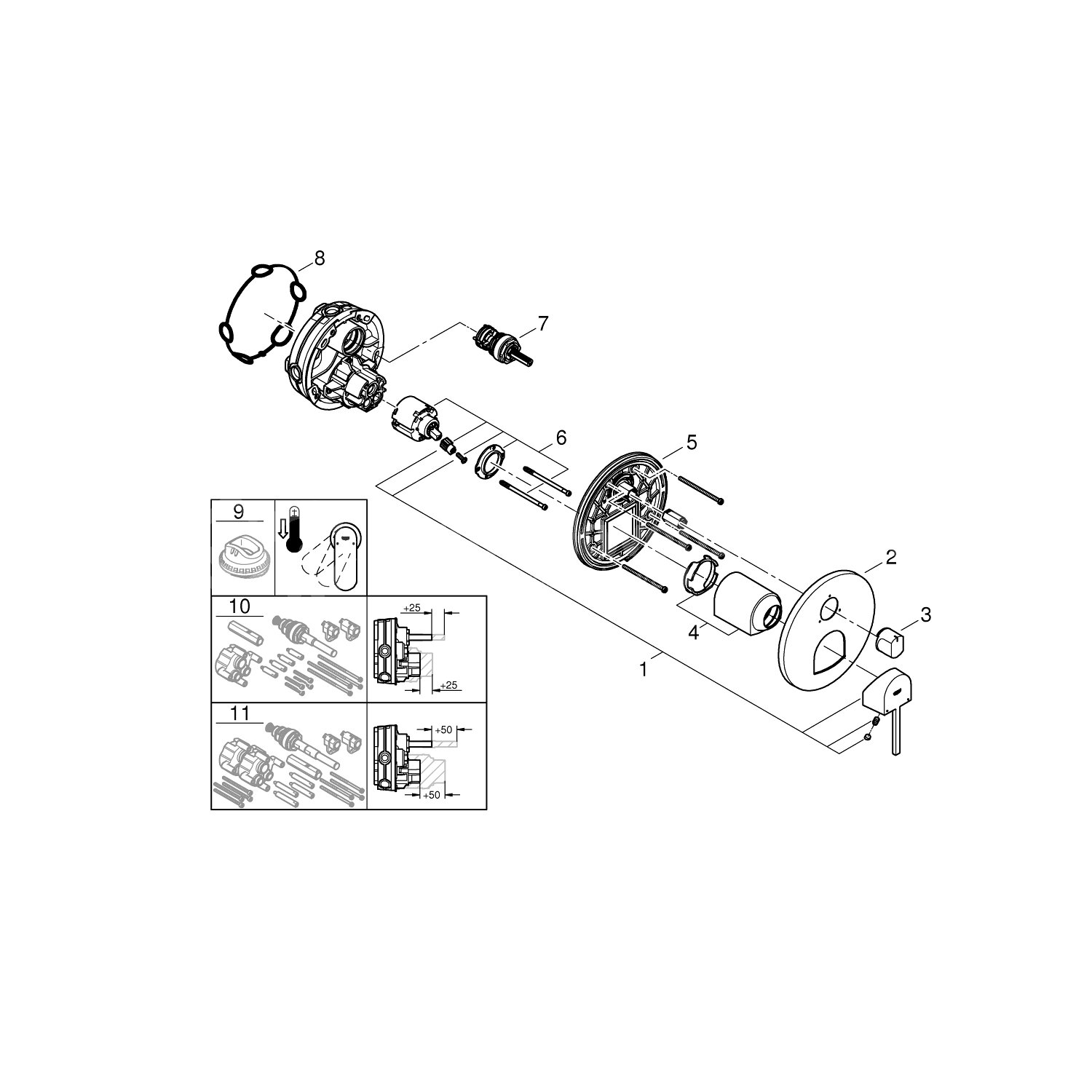 GROHE Plus Mengkraan met 3-weg omstelling, Inbouwmengkraan, verkoop per ...