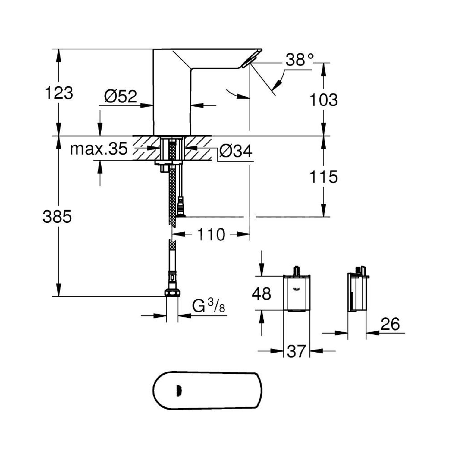 Grohe Nederland BauCosmo E / Bau Cosmopolitan E Infrarood elektronische ...