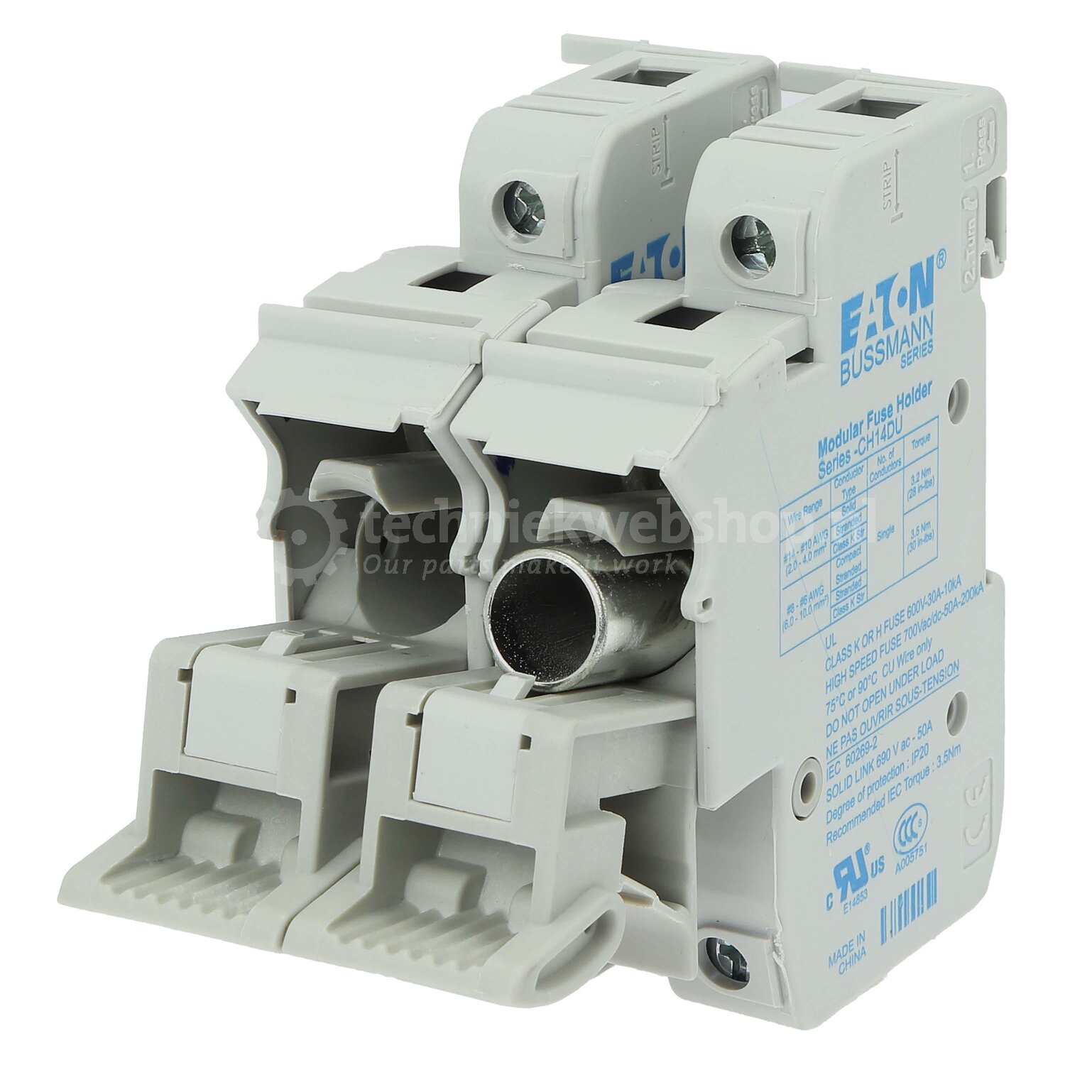 Eaton Bussmann Low Voltage Cyl-Fusegear - 1P+N 14x51 Fuse Holder ...
