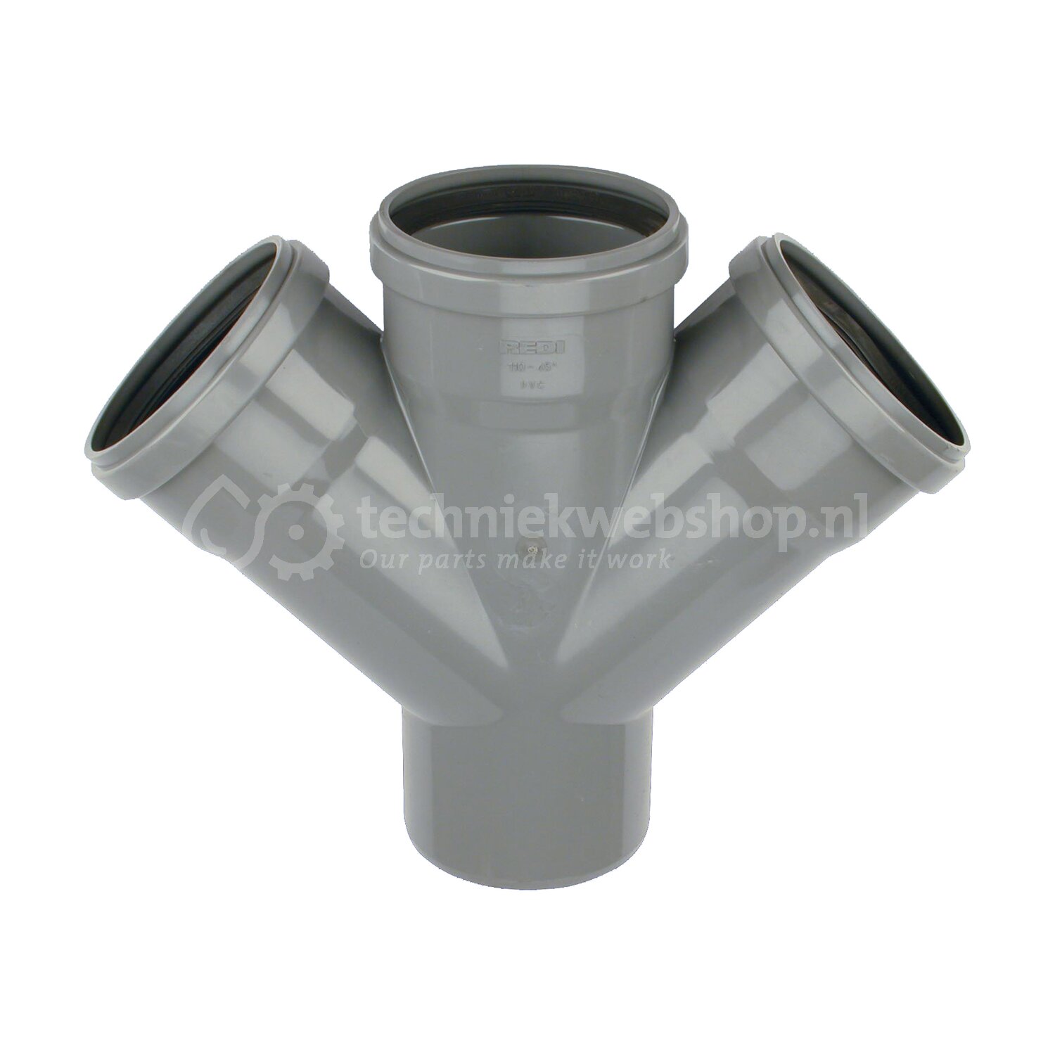 Wavin Nederland PVC M-Dubbel T-Stuk 45° GR 110 SN4 M/S, verkoop per: 1 ...