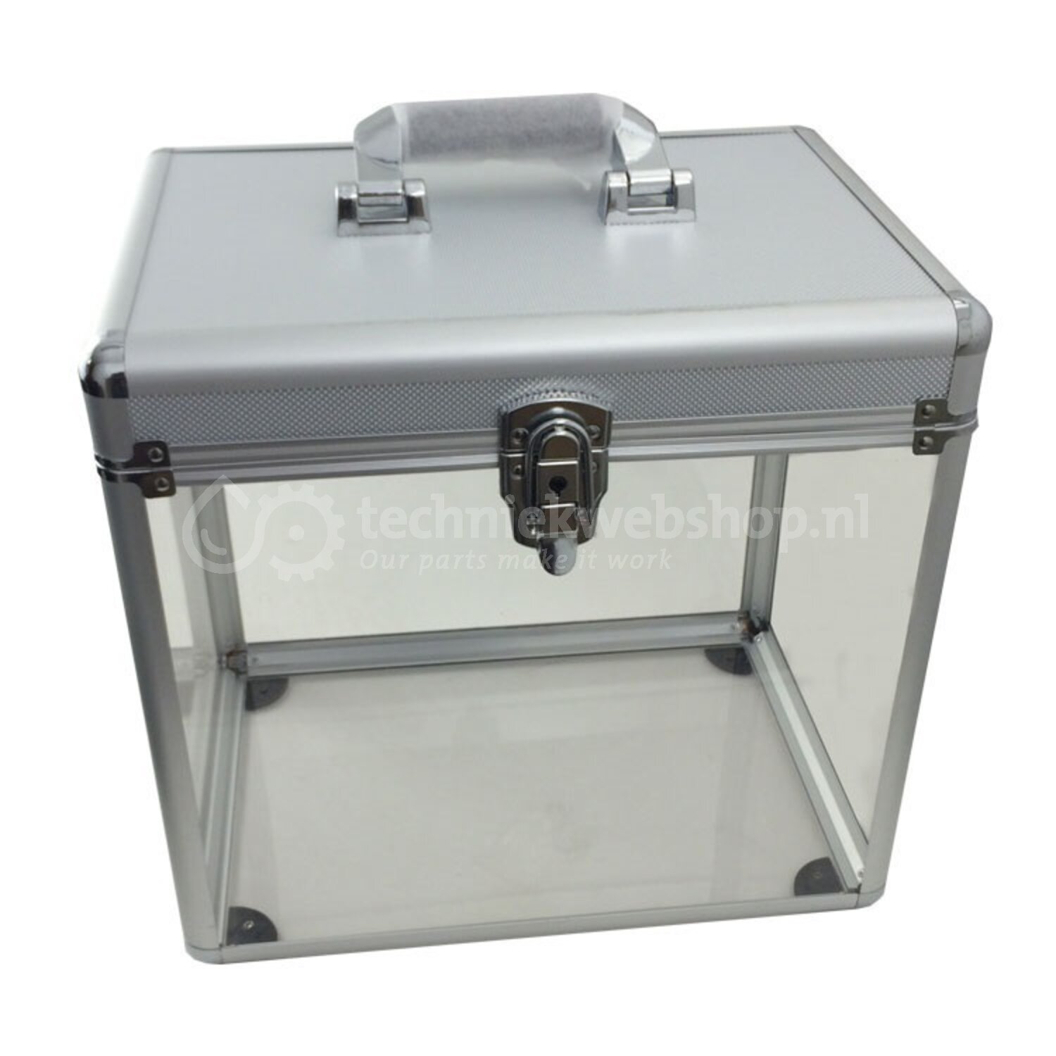 LP-Koffer voor 50 LP's (vinyl, platen) - aluminium / transparant