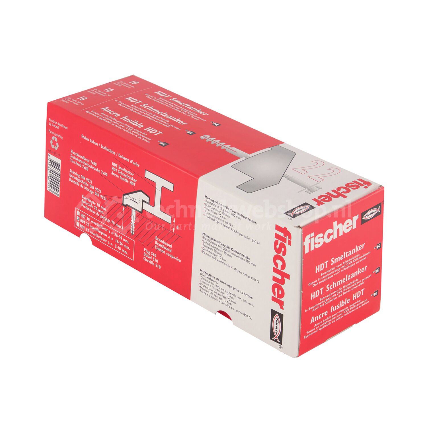 Fischer Smeltanker HDT 22 - 15522 | Inhoud: 10 stuks | Boordiameter: 10 ...