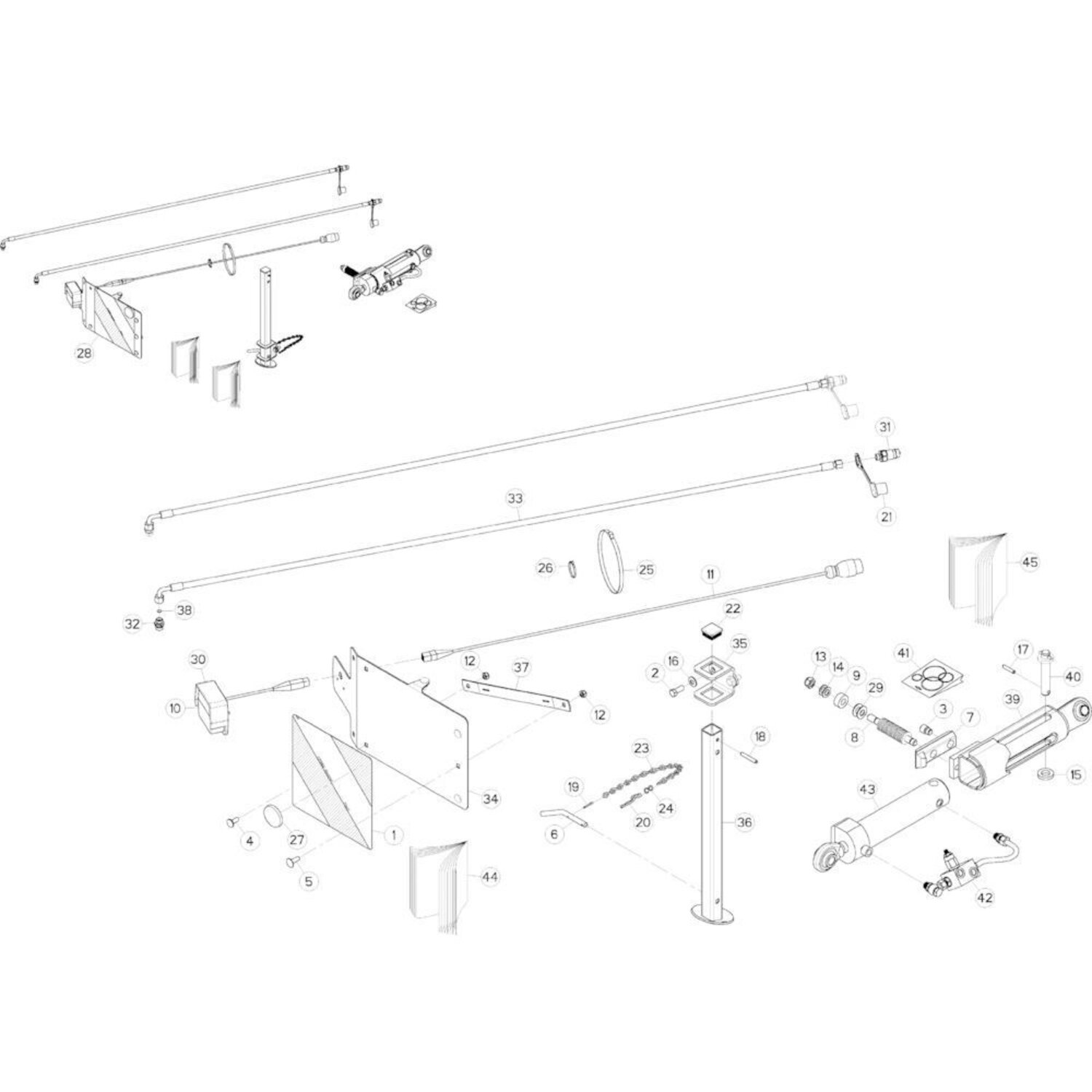 23 Mechanische en hydraulische scharnier-loskoppelset 1 passend voor ...