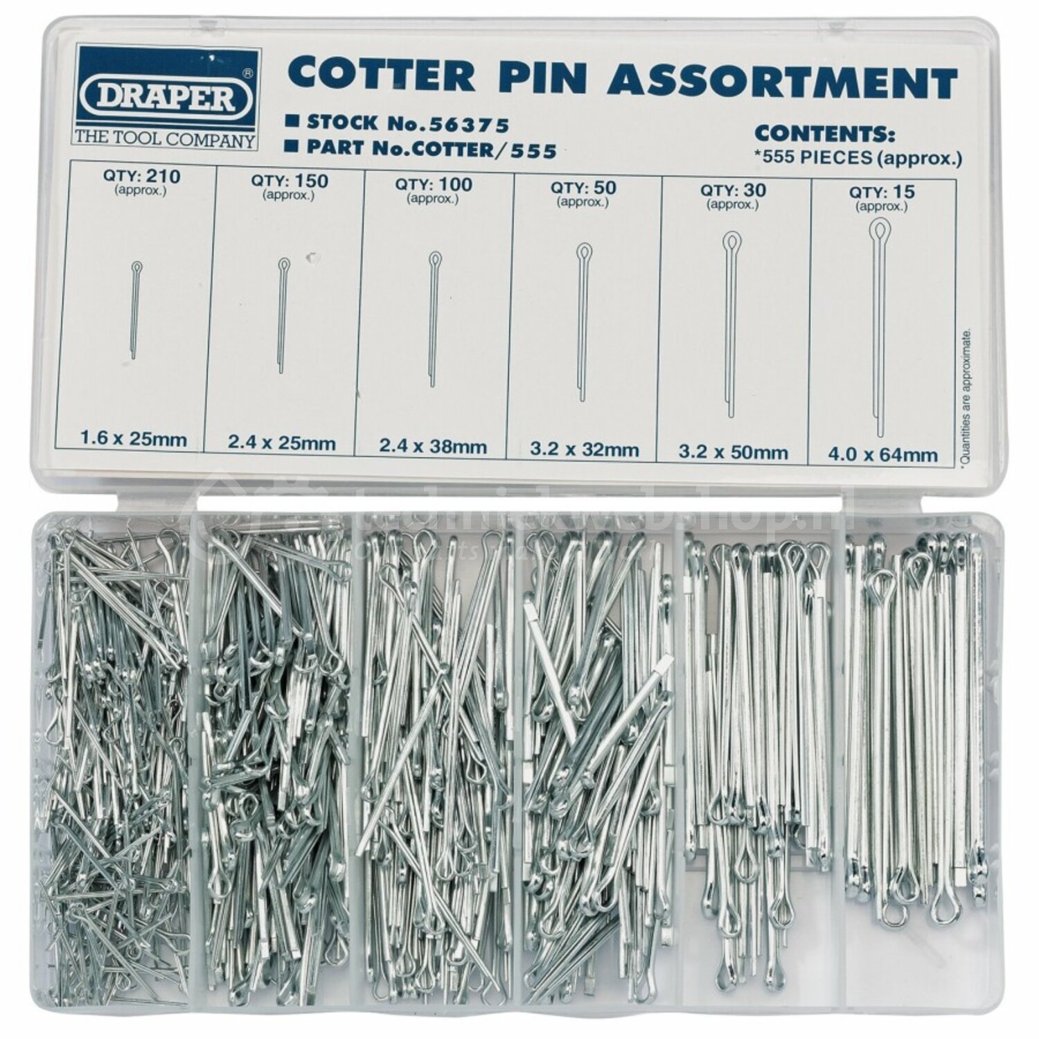 Draper Tools Splitpen assortiment, 555dlg - D56375, 5010559563753 ...