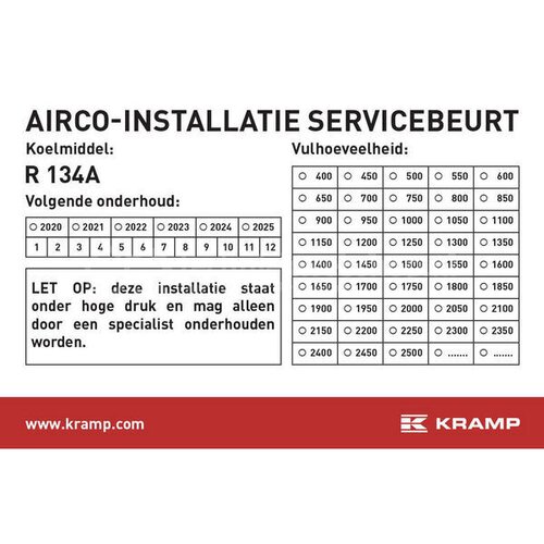 Kramp Sticker controle airco - KL070903, 8719593756738 | Materiaal ...