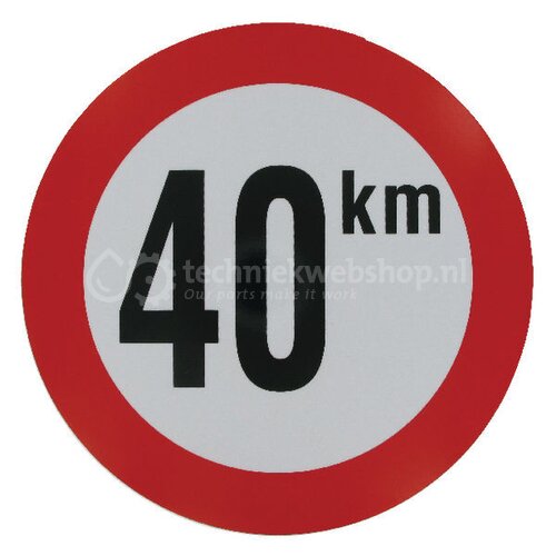 Bord 40 km PVC | Diameter: 210 mm | Kleur: Wit, Zwart | Materiaal: PVC ...