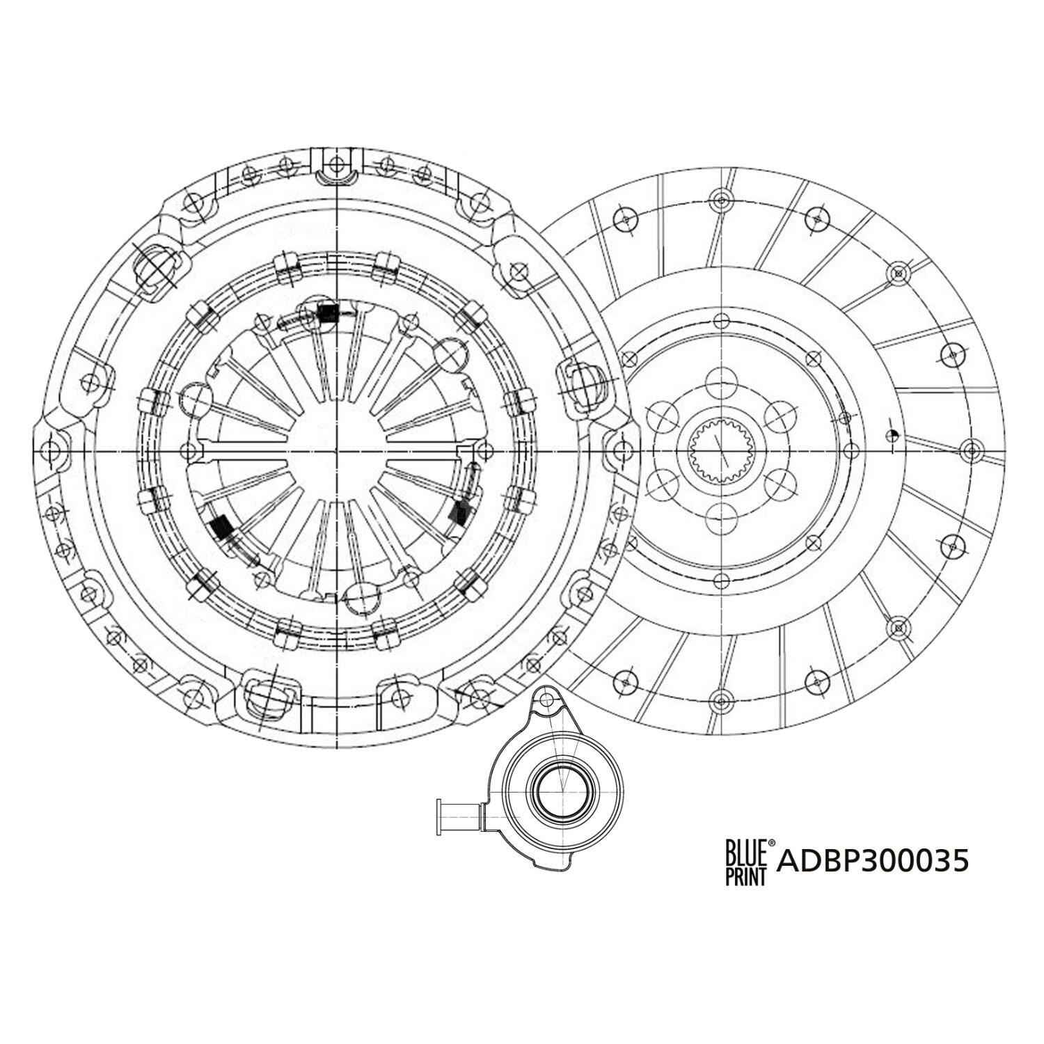 Kit D'embrayage Blue Print ADW1930125 | Compatible Avec Plusieurs Véhicules | Avec Extracteur Central