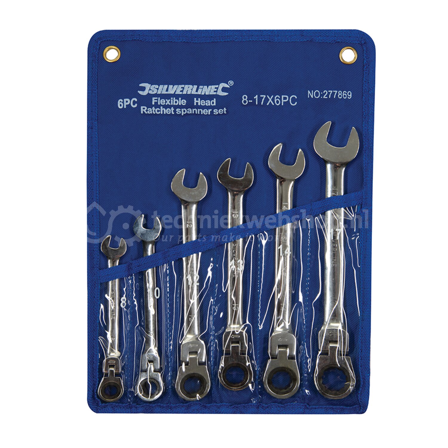 Silverline 6-delige flexibele steek-ringratelsleutel set, 8 - 17 mm ...
