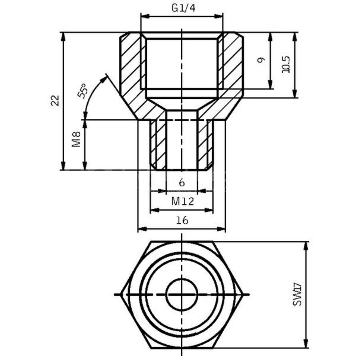 Perma Verloop M12a x G1/4i | Vorm koppeling: Recht - Techniekwebshop.nl